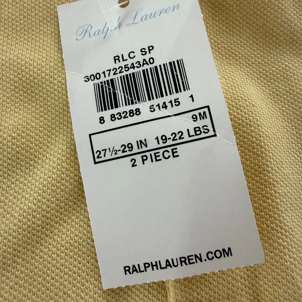 NWT Ralph Lauren Baby Girls Yellow Polo Ruffle Dress & Bloomers Set 9M